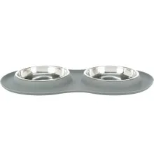 Посуда для кошек Trixie Миска двойная 2х300 мл/16 см (серая) (4011905249810)