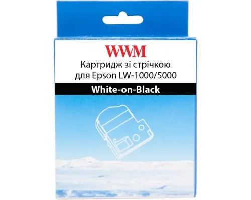 Лента для принтера этикеток WWM для Epson LW-1000/5000 36mm х 8m White-on-Black (WWM-SD36K)