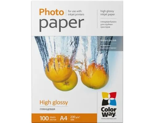 Фотопапір ColorWay A4 230г Glossy 100ст. (PG230100A4)