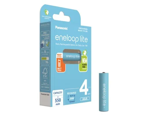 Акумулятор Panasonic Eneloop Lite AAA 550mAh NI-MH * 4 (BK-4LCCE/4BE)