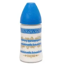 Бутылочка для кормления Suavinex круглая соска 3-позицийна Couture 270 мл синяя (304147)