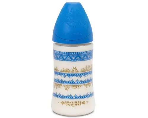 Пляшечка для годування Suavinex кругла соска 3-позиційна Couture 270 мл синя (304147)