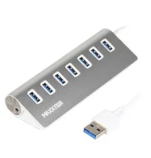Концентратор Maxxter USB 3.0 Type-A 7 ports silver (HU3A-7P-01)