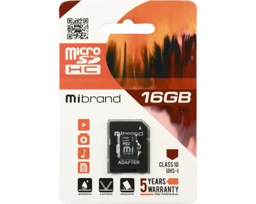 Карта памяті Mibrand 16GB microSDHC class 10 UHS-I (MICDHU1/16GB-A)