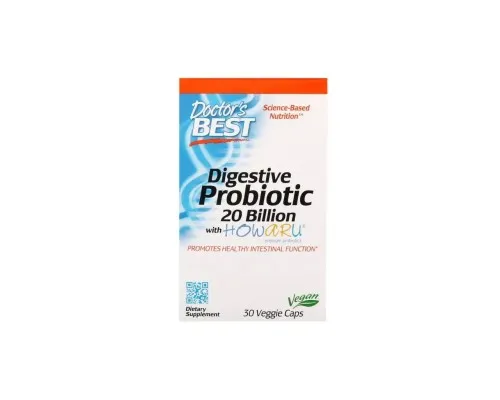 Пробіотики Doctor's Best Прибуток, Digestive Probiotic, 20 МЛРД КУО, 30 вегетаріанськ (DRB-00362)