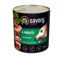 Консерви для собак Savory Dog Gourmand 4 види м'яса 800 г (4820232630402)