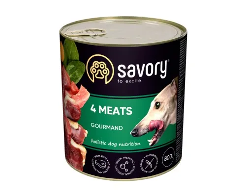 Консерви для собак Savory Dog Gourmand 4 види мяса 800 г (4820232630402)