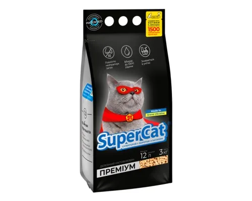 Наполнитель для туалета Super Cat Премиум Деревянный впитывающий 3 кг (4 л) (3547)