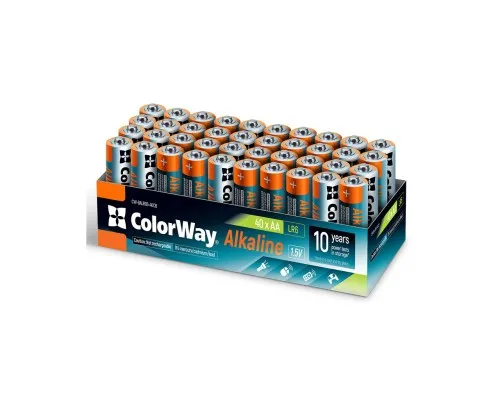 Батарейка ColorWay AA LR6 Alkaline Power (щелочные) * 40 colour box (CW-BALR06-40CB)