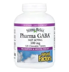 Аминокислота Natural Factors GABA (Гамма-Аминомасляная Кислота), 100 мг, Stress Relax, Pharma GABA, 1 (NFS-02838)