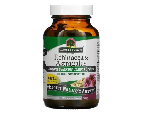 Травы Nature's Answer Эхинацея и астрагал, Echinacea & Astragalus, 90 вегетарианских ка (NTA16047)