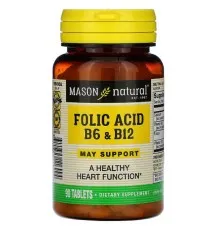 Вітамін Mason Natural Фолієва кислота B6 і B12, Folic Acid B6 & B12, 90 таблеток (MAV-11699)