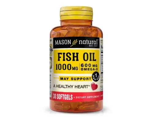 Жирные кислоты Mason Natural Рыбий жир и Омега 3 1000/600мг, Fish Oil & Omega 3, 30 геле (MAV14638)