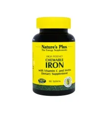 Минералы Natures Plus Железо с Витамином С, Chewable Iron, 90 жевательных таблето (NAP-03421)