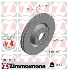 Гальмівний диск ZIMMERMANN 100.3360.20