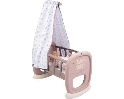 Игровой набор Smoby Toys Колыбель Baby Nurse с балдахином Серо-розовая (220373)