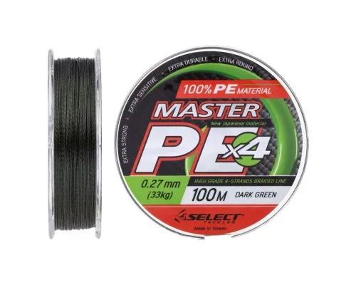 Шнур Select Master PE 100m Dark Green 0.27мм 33кг (1870.15.96)