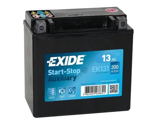 Акумулятор автомобільний EXIDE START STOP AUXILIARY 13Ah (+/-) (200CCA) (EK131)