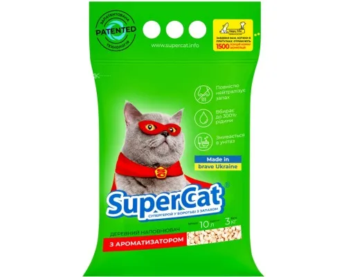 Наповнювач для туалету Super Cat Деревний вбирний з ароматизатором 3 кг (5 л) (3551)