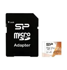 Карта памяти Silicon Power 256Gb microSDXC U3 A1 V30 Superior Color 100R/80W + adapter (SP256GBSTXDU3V20AB)