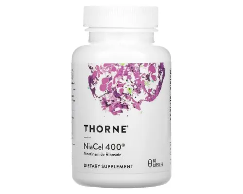 Вітамін Thorne Research Нікотинамід Рибозид, 415 мг, Nicotinamide Riboside, NiaCel 400, 60 капсул (THR-01208)