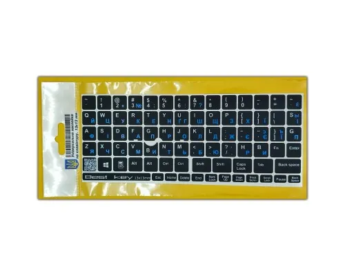 Наклейка на клавіатуру BestKey непрозора чорна, 76, синій (BKU13BLU/013)