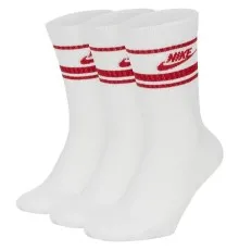 Шкарпетки Nike U NK NSW EVERYDAY ESSENTIAL CR 3PR DX5089-102 34-38 3 пари Білий/Червоний (196148786163)