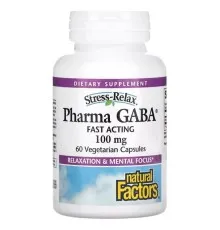 Аминокислота Natural Factors GABA (Гамма-Аминомасляная Кислота), 100 мг, Stress Relax, Pharma GABA, 6 (NFS-02836)