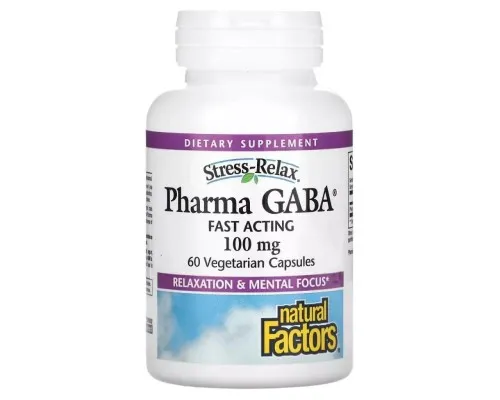 Аминокислота Natural Factors GABA (Гамма-Аминомасляная Кислота), 100 мг, Stress Relax, Pharma GABA, 6 (NFS-02836)
