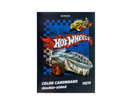 Кольоровий картон Kite А4 двосторонній Hot Wheels 10 аркушів (HW24-255)