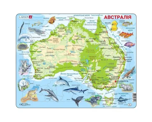 Пазл Larsen рамка-вкладыш Карта Австралии - животный мир (A31-UA)