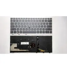 Клавіатура ноутбука HP EliteBook 830 G5 черная с серебр рамкой ТП и подсв (A46156)