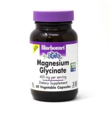 Мінерали Bluebonnet Nutrition Магній гліцинат, 400 Мг, Magnesium Glycinate, 60 вегетаріанс (BLB0748)