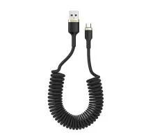 Дата кабель USB 2.0 AM to Micro 5P 1.0m spiral black ColorWay (CW-CBUM051-BK)