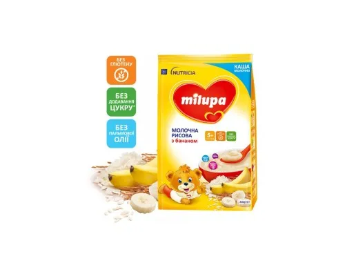 Дитяча каша Milupa Молочна Рисова з бананом 210 г (5900852930027)