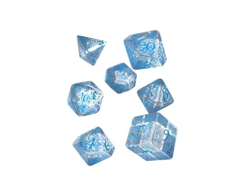 Набір кубиків для настільних ігор Q-Workshop Elvish Translucent blue Dice Set (7 шт) (SELV11)