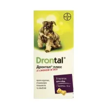 Таблетки для тварин Bayer Дронтал Плюс для лікування і профілактики гельмінтозів для собак 6 таб. (4007221039419)