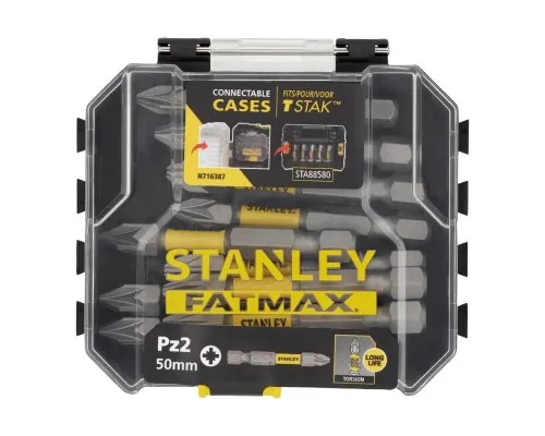 Набор бит Stanley FatMax, Pozidriv, Pz2, L= 50 мм, 10 шт, кейс (STA88572)