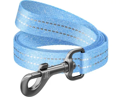 Поводок для собак WAUDOG Re-cotton светоотражающий L-XL Ш 25 мм Д 200 см голубой (03202)