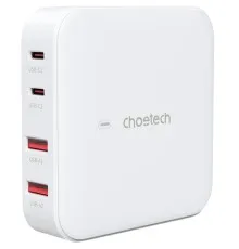 Зарядний пристрій Choetech GaN 2 USB-A / 2 USB-C 100W QC3.0/PD/PPS (PD8008-EU-WH)