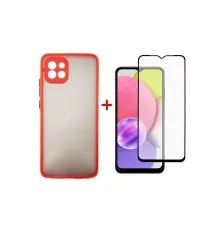 Чехол для мобильного телефона Dengos Kit for Samsung Galaxy A03 case + glass (Red) (DG-KM-23)