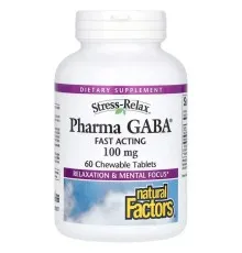 Вітамінно-мінеральний комплекс Natural Factors GABA (Гамма-аміномасляна кислота), 100 мг, Stress Relax, Pharma GABA, 6 (NFS-02835)