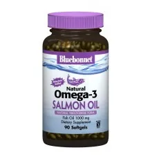 Жирні кислоти Bluebonnet Nutrition Натуральна Омега-3 з лососевих Жира, 90 желатинових (BLB0952)