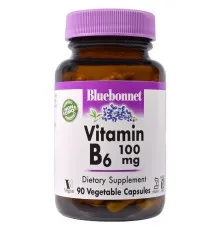Витамин Bluebonnet Nutrition Витамин B6 100 мг, Vitamin B6, 90 вегетарианских капсул (BLB0430)