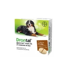 Таблетки для тварин Bayer Дронтал Плюс XL для лікування і профілактики гельмінтозів у собак 2 таб. (4007221043768)