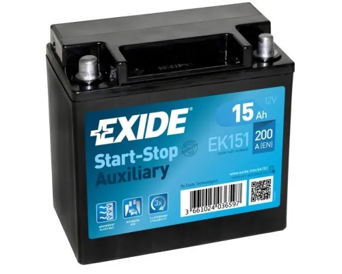 Аккумулятор автомобильный EXIDE START STOP AUXILIARY 15Ah (+/-) (200EN) (EK151)