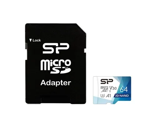 Карта памяті Silicon Power 64Gb microSDXC U3 A1 V30 Superior Color 100R/80W + adapter (SP064GBSTXDU3V20AB)