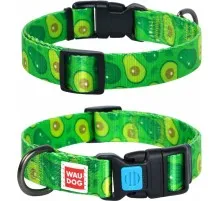 Нашийник для тварин WAUDOG Nylon з QR паспортом "Авокадо" пластиковий фастекс М (4762)