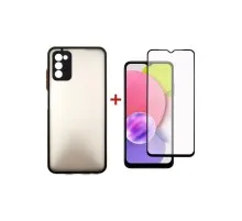 Чохол до мобільного телефона Dengos Kit for Samsung Galaxy A03s case + glass (Black) (DG-KM-24)
