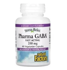 Вітамінно-мінеральний комплекс Natural Factors GABA (Гамма-аміномасляна кислота), 250 мг, Stress-Relax, Pharma GABA, 6 (NFS-02848)